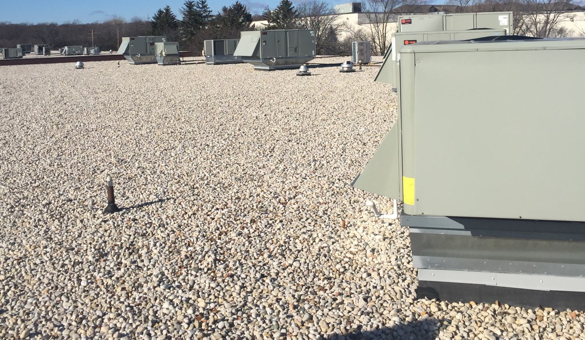 Package rooftop units on a roof Package rooftop units on a roof